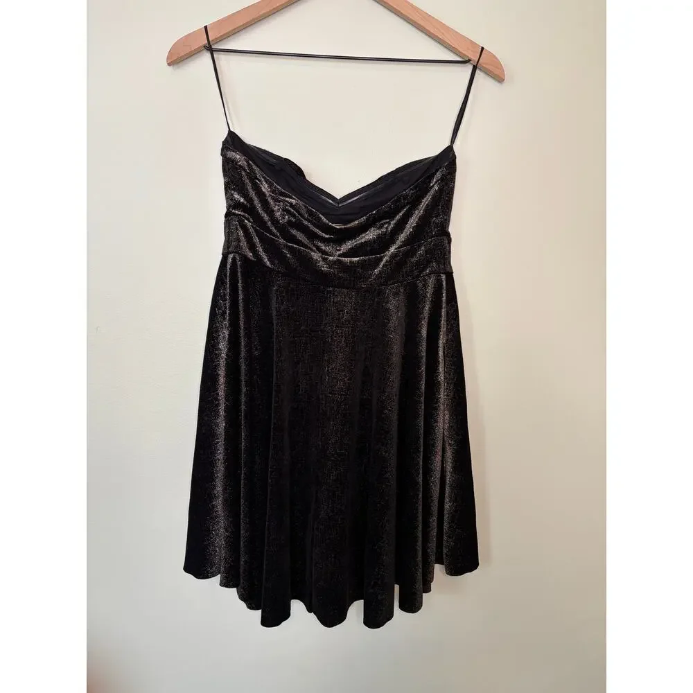 Free People Shattered Foil Velvet Mini Dress Small